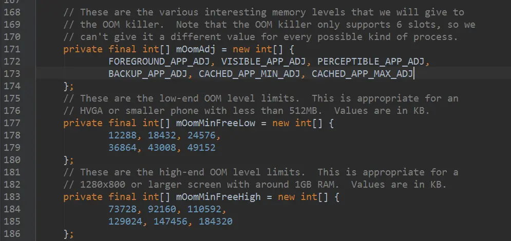 ProcessList.java 里定义的策略参数